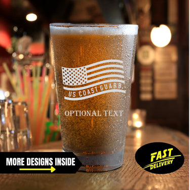 Personalized Pint Glass Coast Guard Gift